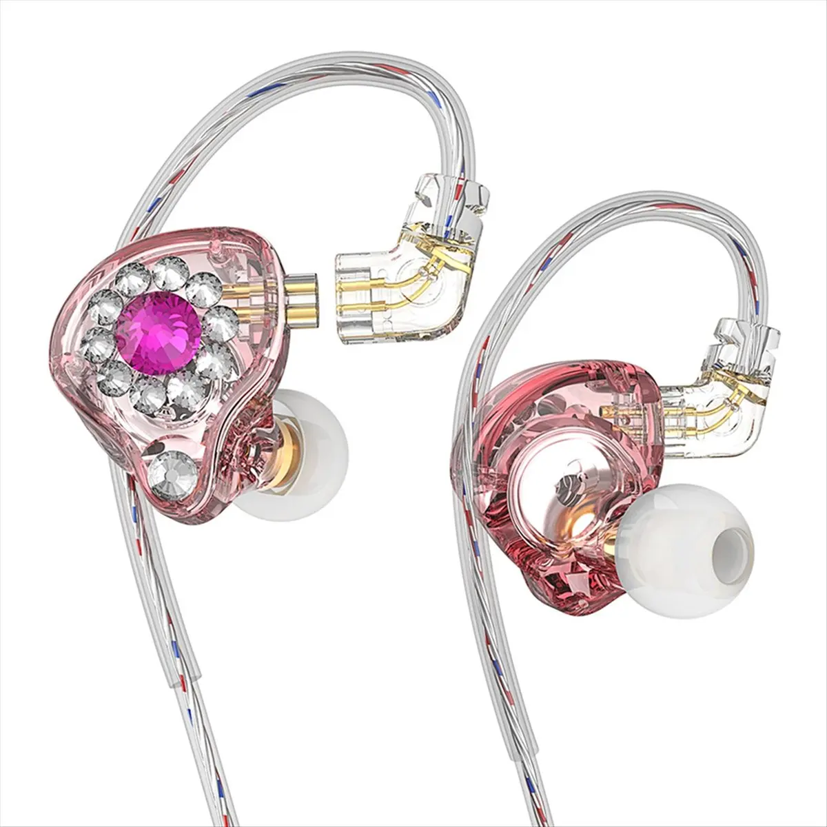 DIGITALBUY In Ear Monitors Headphones Earphones 11mm PET Composite Diaphragm Dynamic Earphone 3.5mm Pink Without Microph