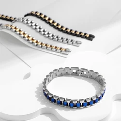 PAPERPLUS | Stainless Steel Punk Bracelets for Men.Gold Plated Hip Hop Jewelry.21cm. Party Gifts. Korean Fashion 2024