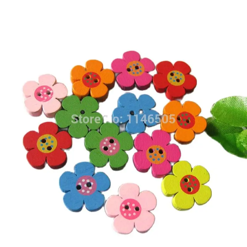 50pcs/Lot 20mm  Assorted Bright Mix Colors Flower buttons Fashion Buttons For craft Scrapbooking accessories