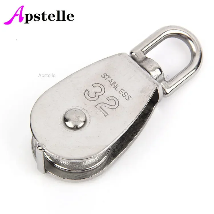 Apstelle Cable Single Pulley Block Stainless Steel Hanging Wire Towing Lifting Rope Wheel Marine Boat Pulley Blocks for Kayak