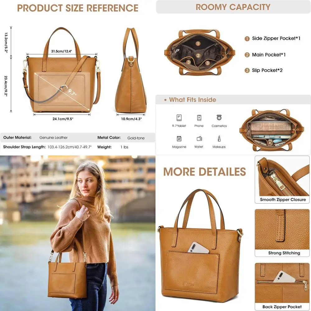 

Women's Leather Tote Bags, Shoulder Purses, and Handbags for Casual Work, Top Handle Design