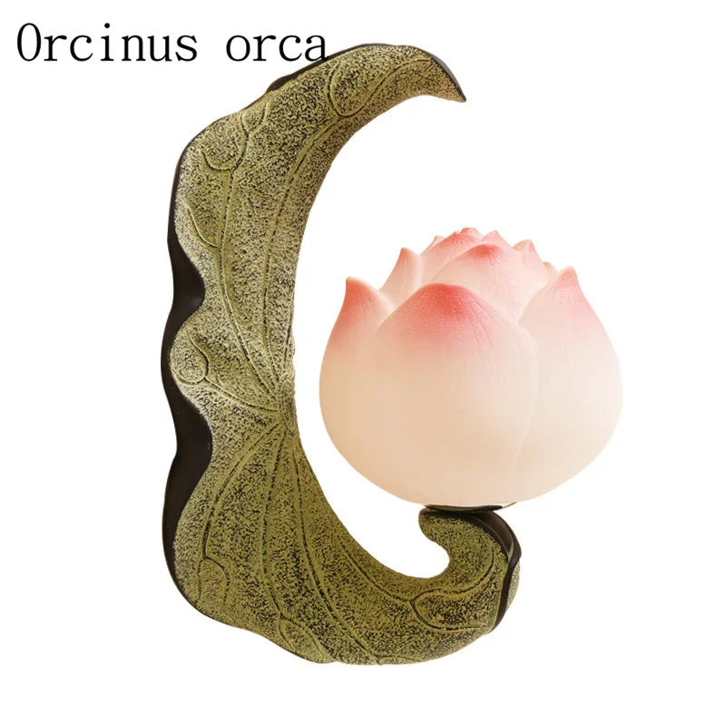 

New Chinese lotus wall lamp study bedroom courtyard balcony personalized creative bedroom bedside wall lamp free shipping