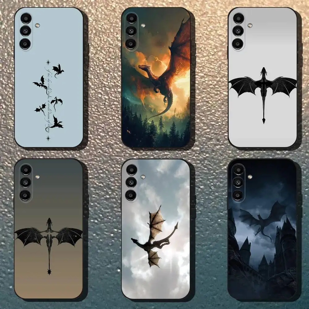 

Fourth Wing Dragon Phone Case For Samsung Galaxy A13,A21s,A22,A31,A32,A52,A53,A71,A80,Soft Black Shell