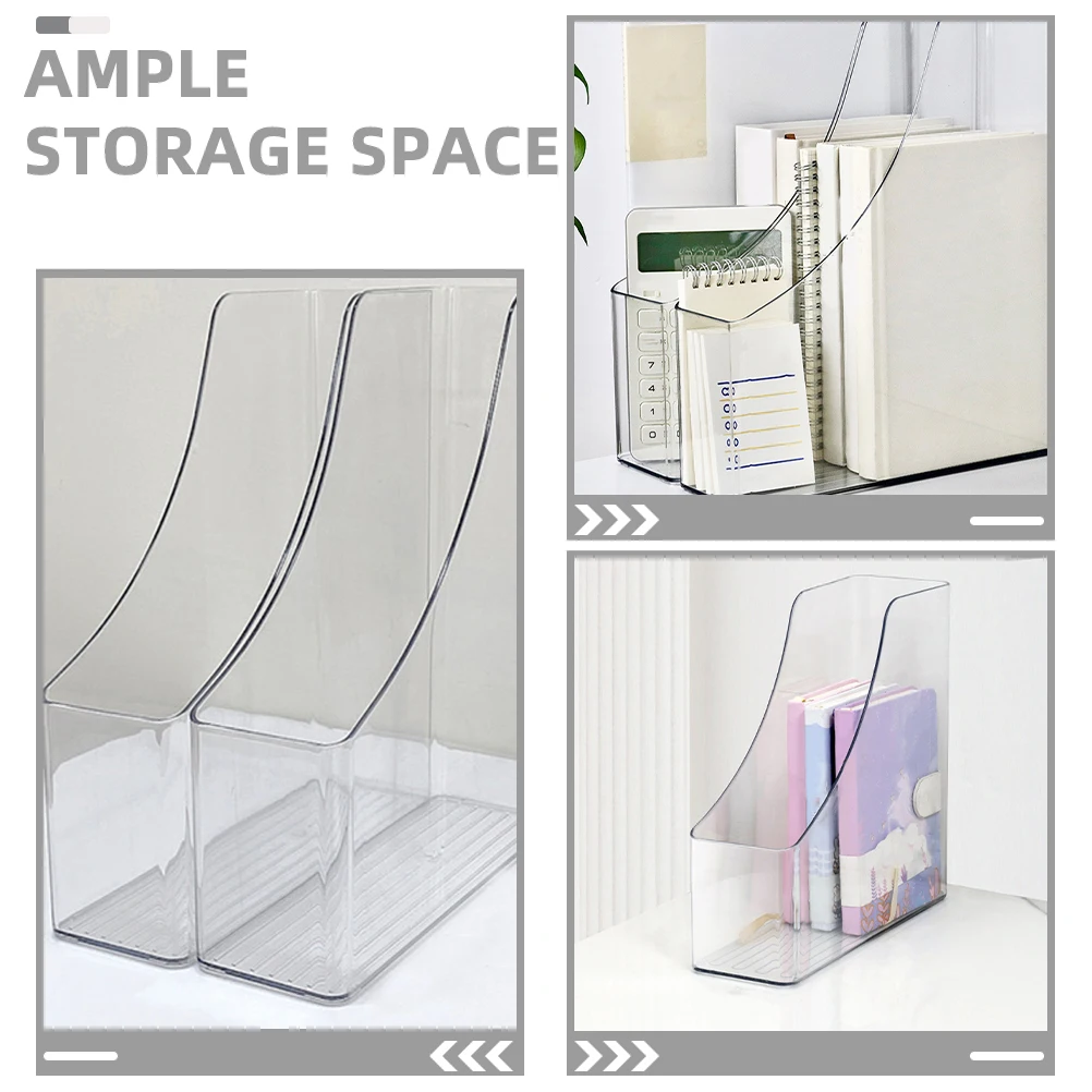 

2pcs Transparent File Shelf Clear Boxes Vertical Desk Organizer A4 Document Rack Storage Box For Files Books Holder