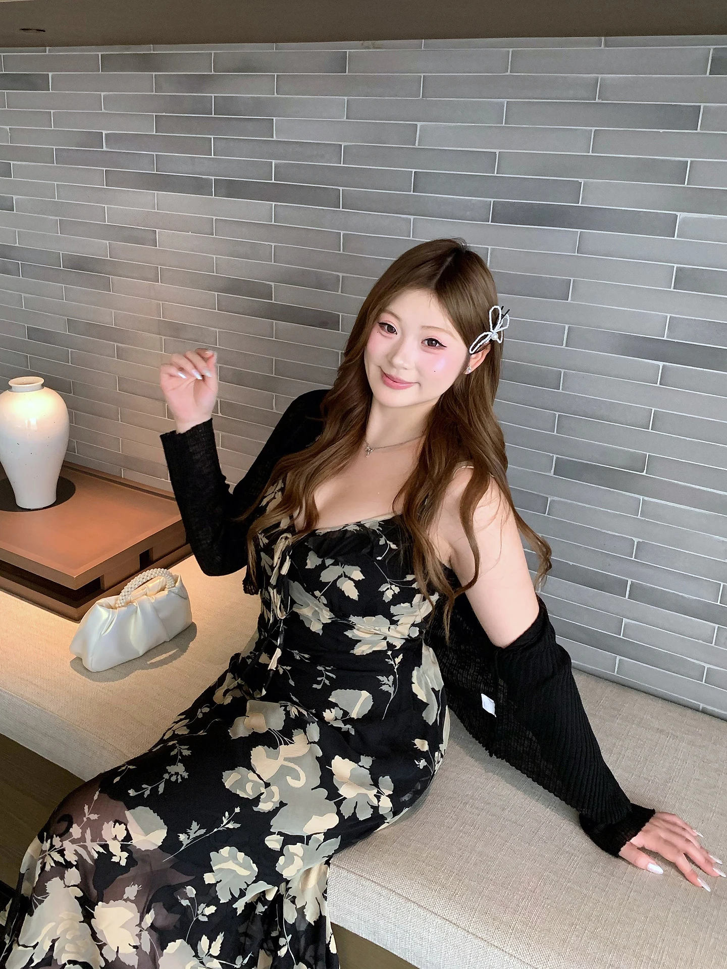 Floral Print Slim Fit V-Neck Sleeveless Dress Large Size High Waist Contraction Waist Elegant City Commuting Date Outdoor Par...