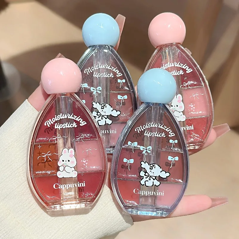 Six Color/Set Water Light Lip Gloss Moisturizing Easy To Coloring Lip Glaze Makeup Lipstick Juicy Pink Plum Strawberry Blue Pink