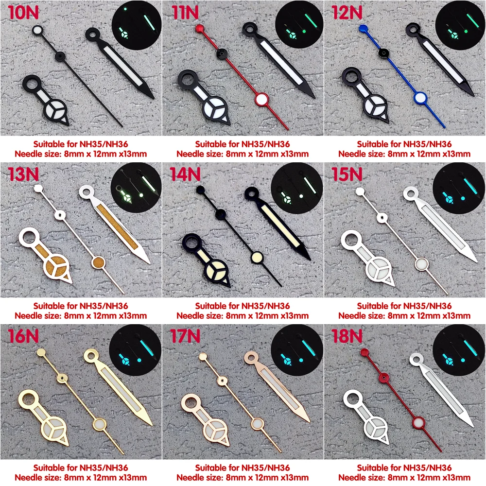 NH35 Hands Mercedes Benz Hands  C3 luminous Hands watch Hands suitable for NH35/NH36/4R35/4R36 movement watch parts accessories