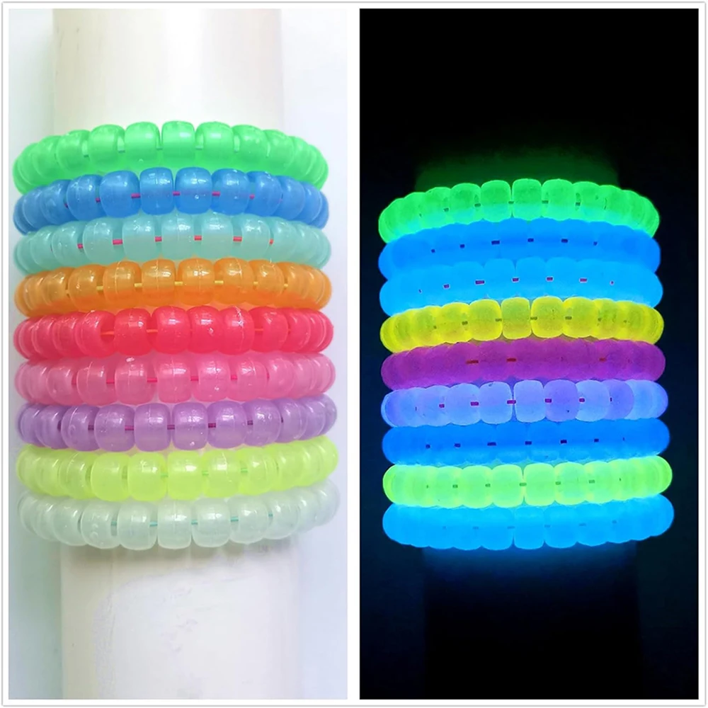 1000Pcs Acrylic Pony Beads Bulk Glow in The Dark for Necklace Bracelet Making Noctilucence Hair Beads for Braids Kandi Beads