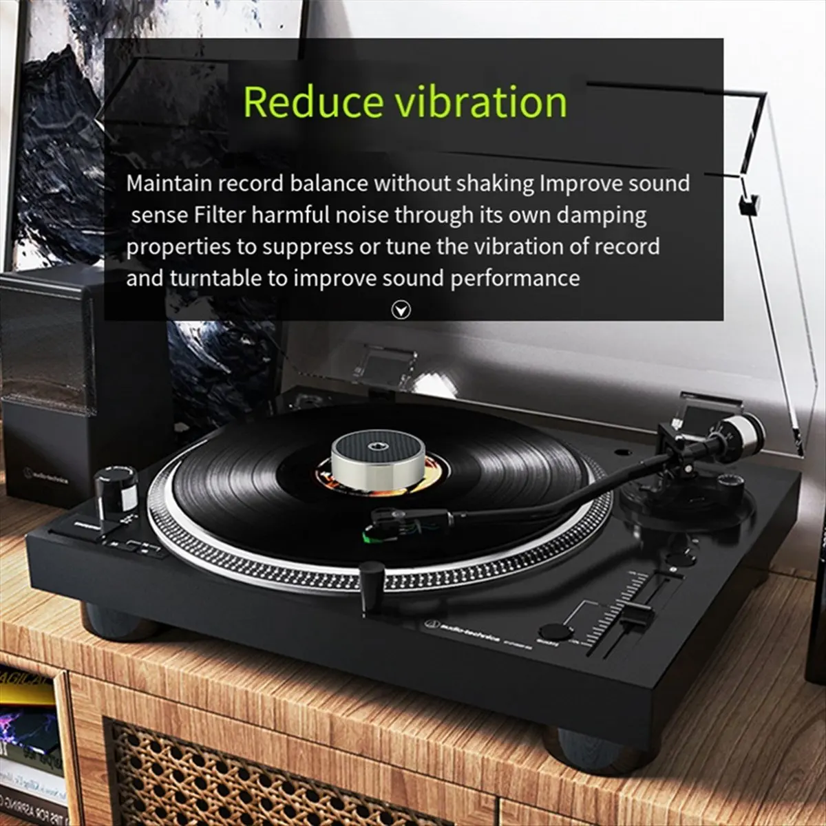 A72Z Hifi Carbon Fiber Universal LP Vinyl Record Player Disc Turntable Stabilizer with Level Aluminum Alloy Weight Clamp
