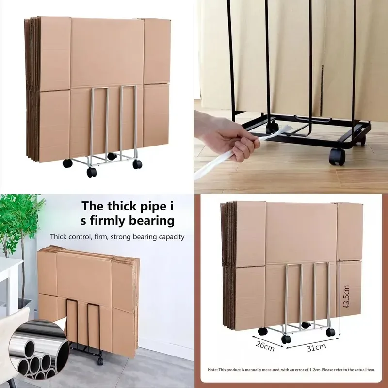 D5448 Removable Iron Storage Rack with Wheels Household Paper Storage Cart Garbage Bin Organizer Solution for Home Kitchen