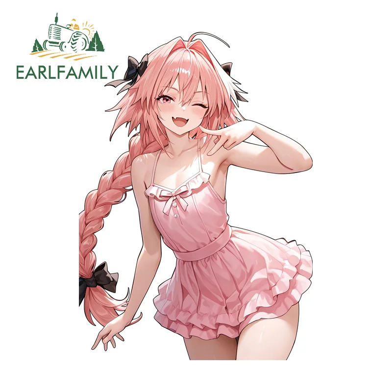 EARLFAMILY Astolfo Chibi  Anime Girls Car Stickers Attrative Alluring Host Decal Lively Scratch Occlusion Scratch Car Decoration