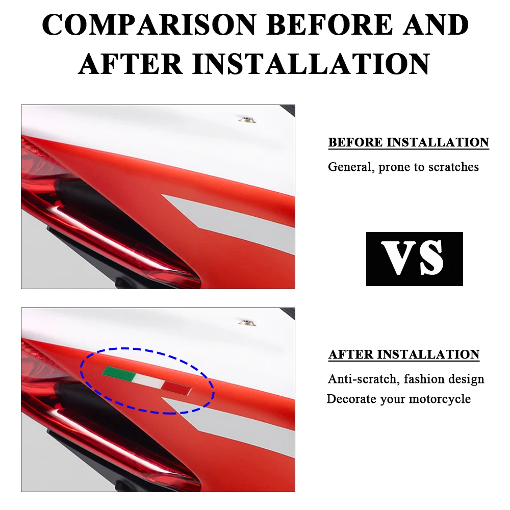 Waterproof Motorcycle Stickers For Monster 696 3D Decals Accessories Italy Flag Badges For Ducati 1299 1199 959 Streetfighter V4