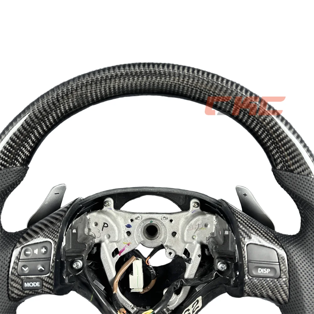 Customized black leather suture carbon fiber steering wheel for 2006 2007 2008 2009 2010 2011 T-oyota L-exus IS car accessories