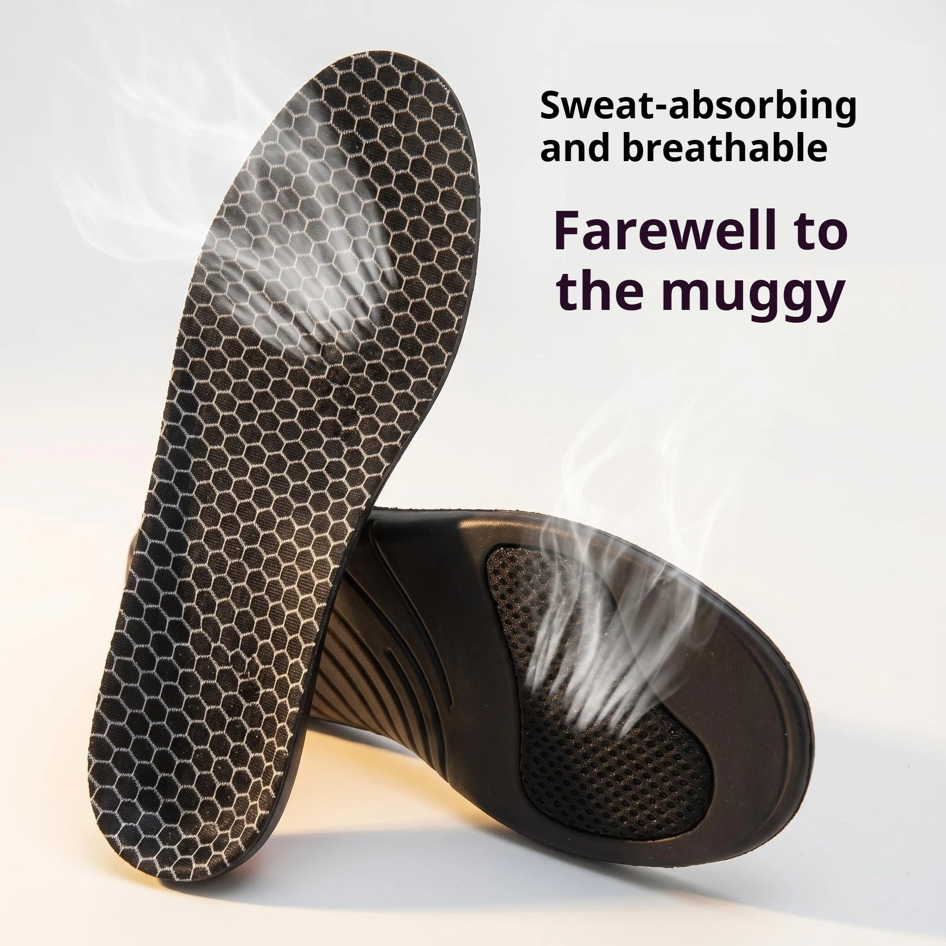 Sports Insoles Arch Support Correction Insole Black Shock-Absorbing Breathable and Comfortable Shoes Pads Cushion 1 Pair