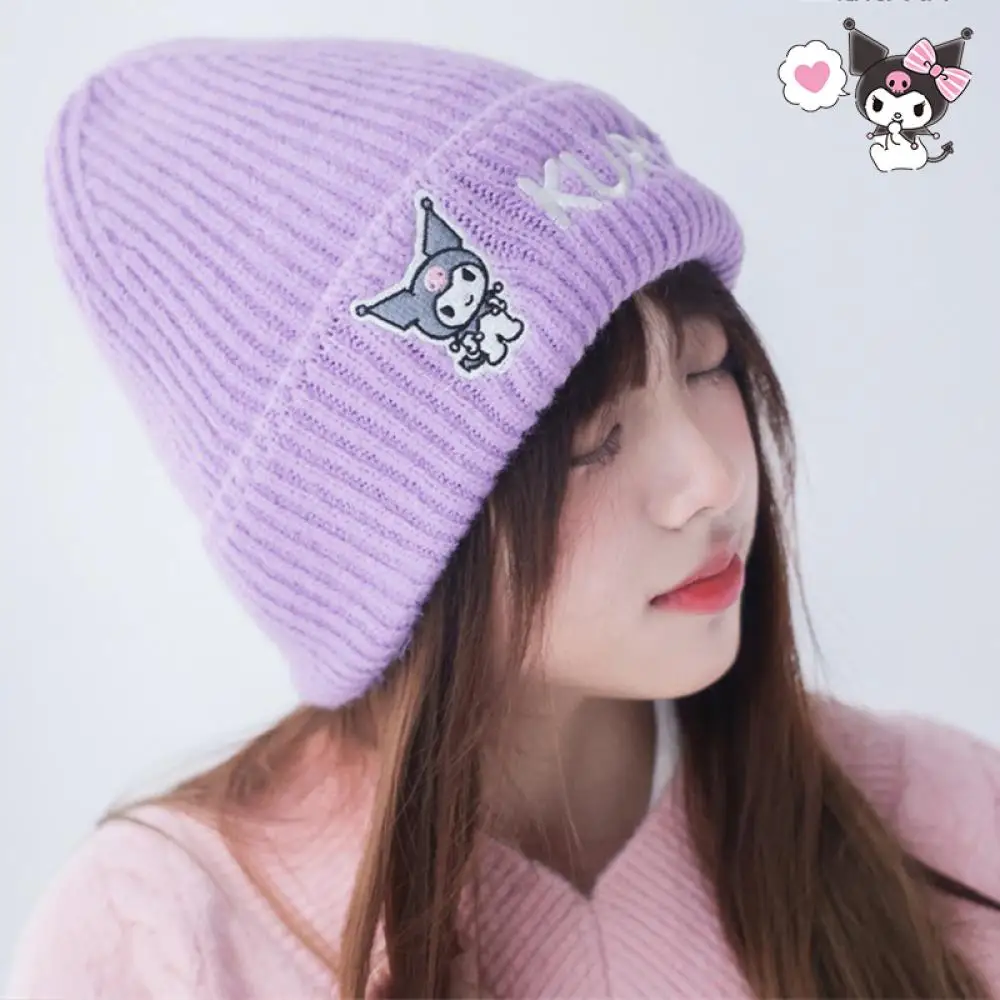 Sanrios Kuromi Anime Kawaii Cinnamoroll Melody Cartoon Hat, Épais, Coupe-vent, Chaud, Mignon, Bol, Étudiant, Cadeau, Automne, Hiver