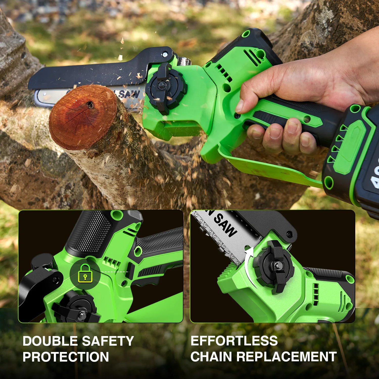 TaskStar Brushless Electric Chainsaw 6&8 Inch Handheld Cordless Pruning Saw with 2 4000mAh Batteries Manual Oil Supply Garden Power Tools For Wood Cutting Tree Trimming
