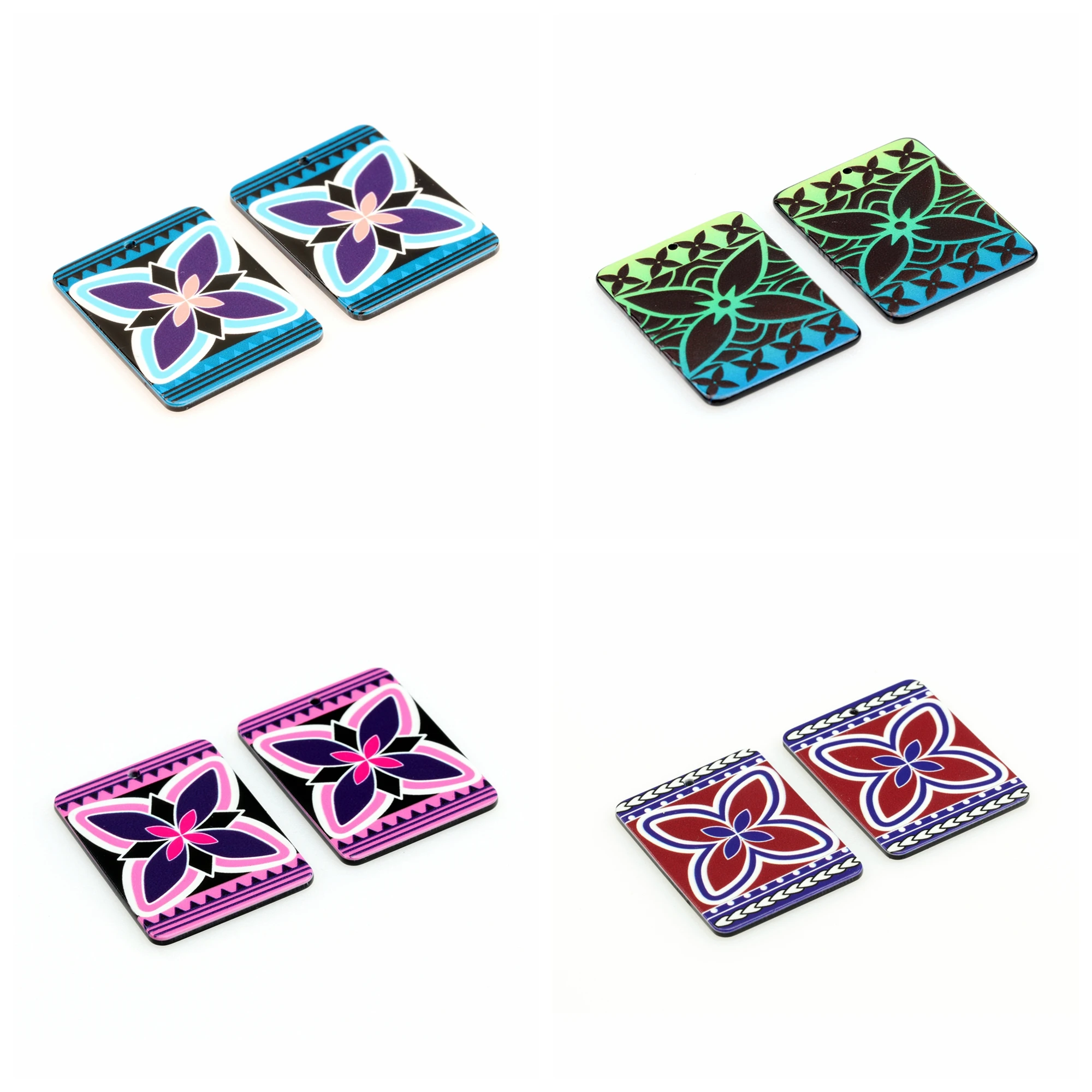 

6PCS Acrylic Charms,Rectangle Flat Pendant,Colours FLower Earring Parts,Earrings Findings,Jewelry Supplie 33.5x45.5mm,AC
