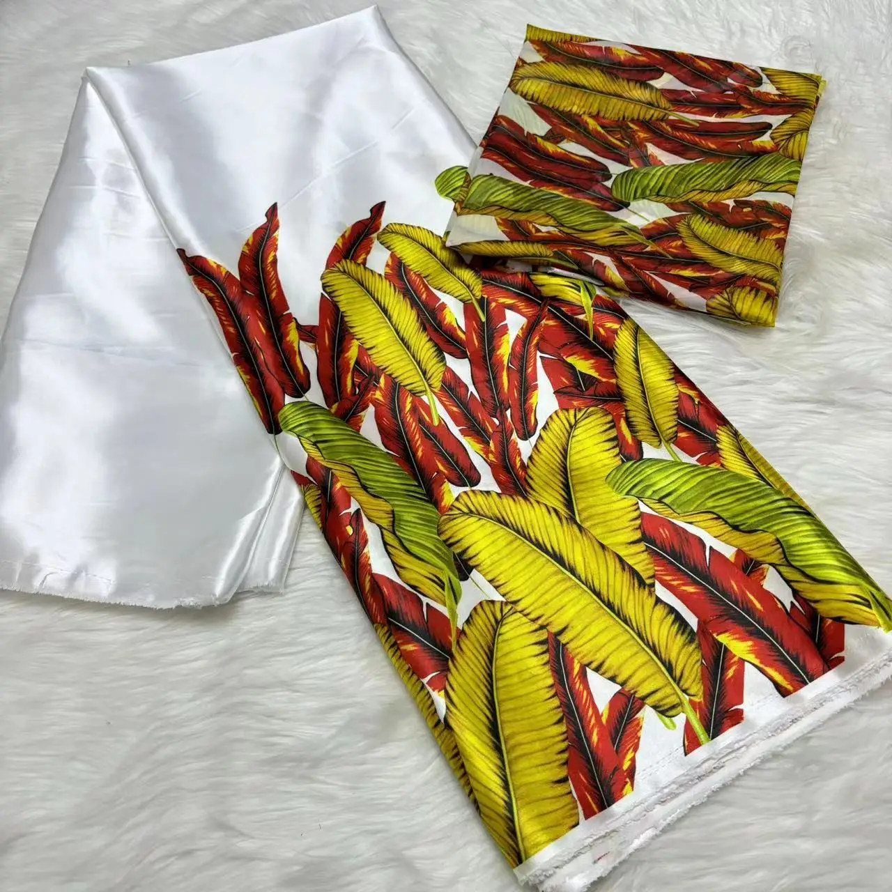 Latest Satin Organza Fabric Soft Silk Fabric African Material Ankara Prints High Quality For Women DIY Dress 4+2 Yards b54-22
