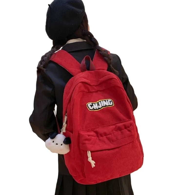 Bolso hombro para mochila adolescente pana con lindo colgante bolso escolar