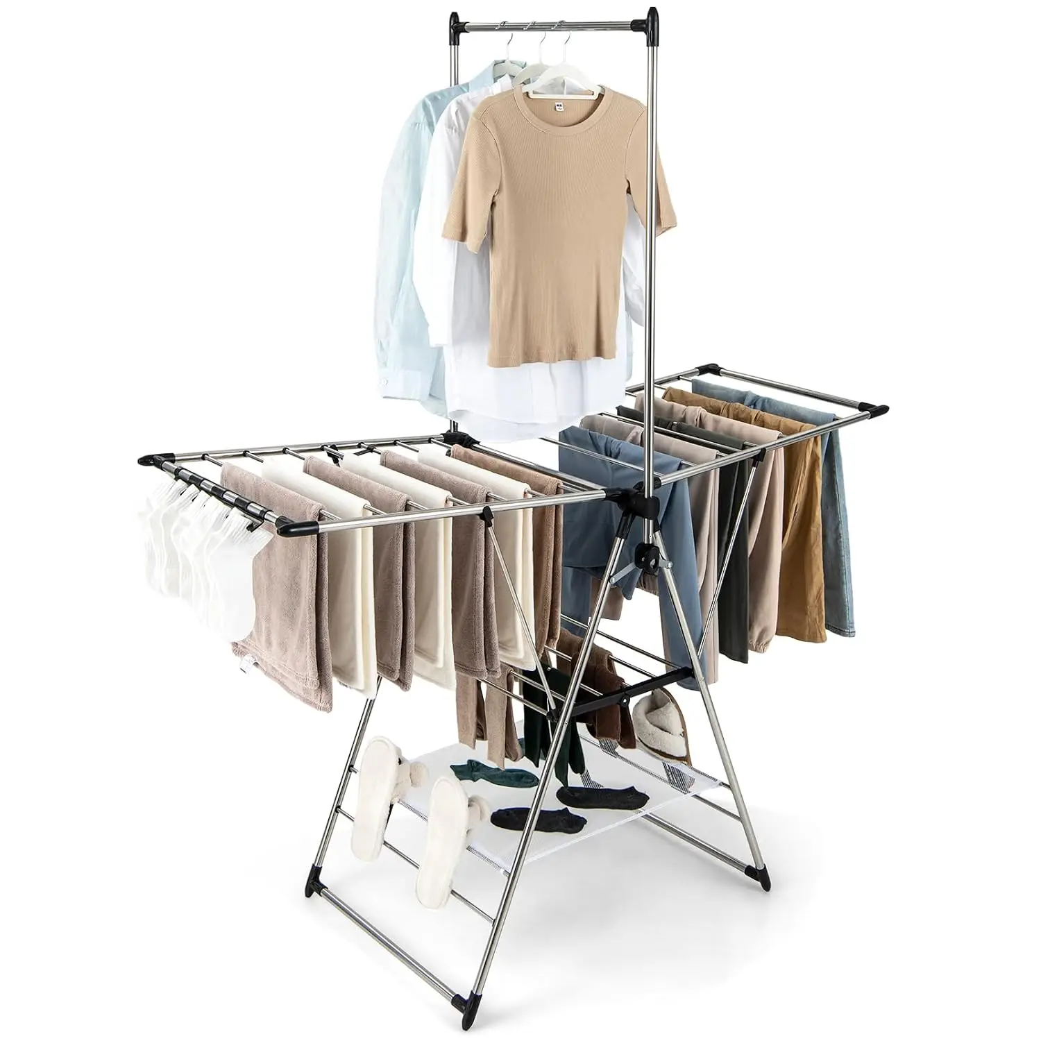 Foldable Clothes Drying Rack with 6-Level Adjustable Height, Customized