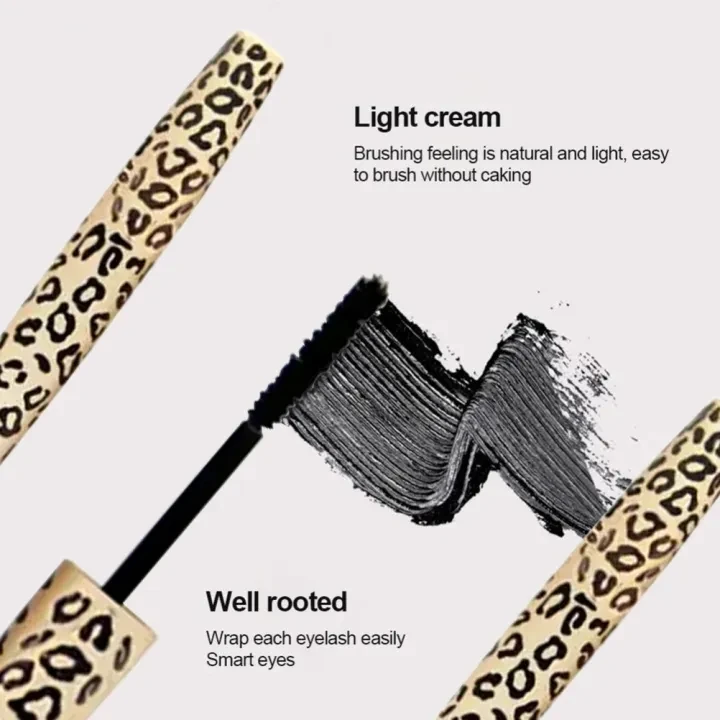 4D Leopard Pattern Waterproof Mascara Velvet Dense Slender Eye Black Combination Eyelash Curling Thick Female Mascara Makeup