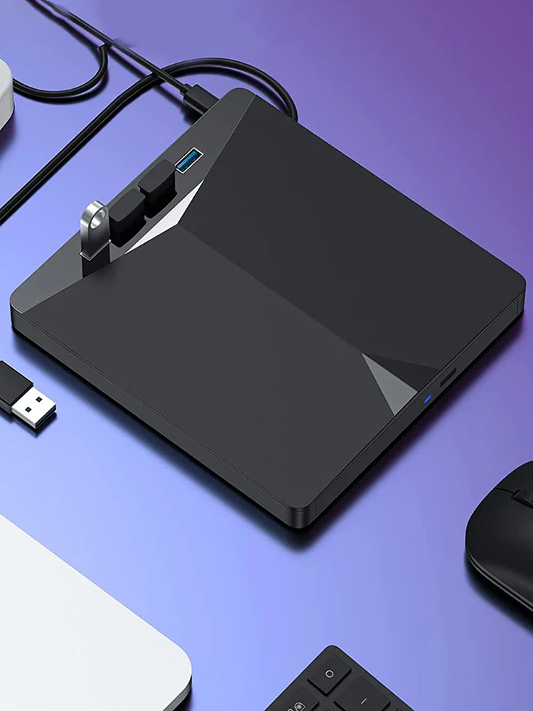 محرك أقراص محمول خارجي 7 في 1 USB 3.0 TypeC CD DVD Burner Plug-and-Play Slim لنظام التشغيل Windows 11/10/8/7/Linux/ OS