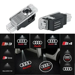 2Pcs Audi Sline S3 S4 S5 S6 S7 RS Quattro Q7 Q5 Q3 A4 B8 8P A3 A6 C7 A5 A6 A8 LED Car Door Welcome Logo Light Projector Lamp