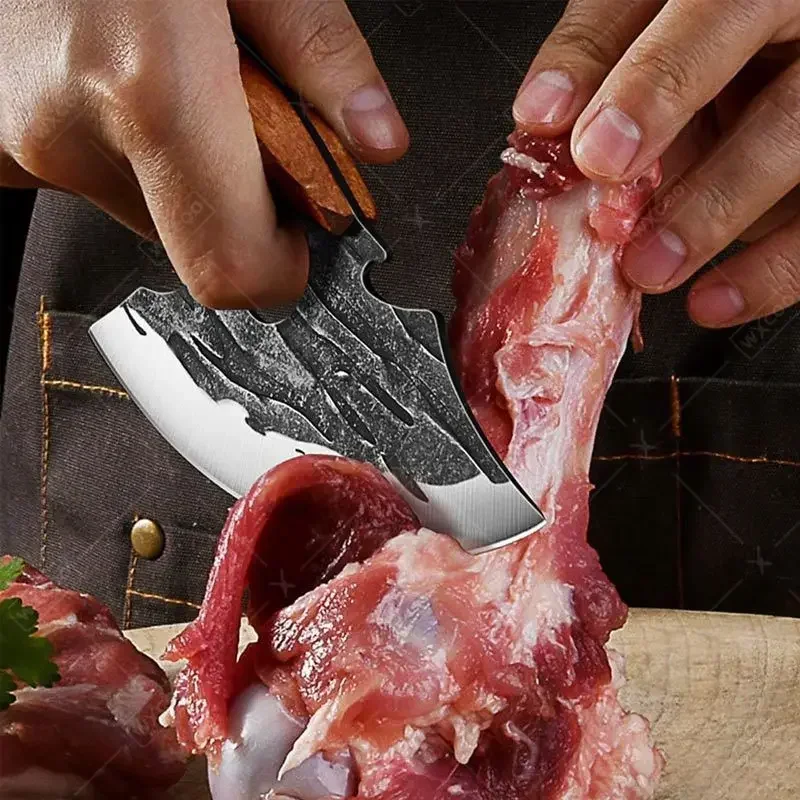 WXCOO Boning Knives Butcher Knife Meat Cleaver Hand Forged Kitchen Knife Stainless Steel Kitchen Cooking Knife Wooden Handle