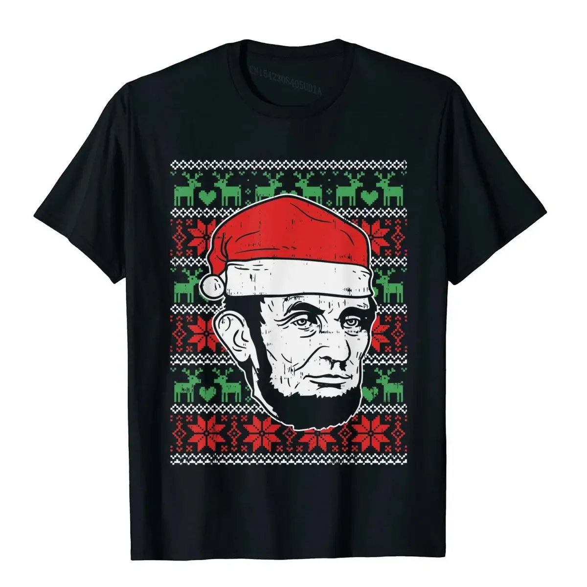 Ugly Christmas Abe Shirt Abraham Lincoln Santa Patriot T-Shirt Cotton Men Tops Shirts Holiday Top T-Shirts Printing Classic