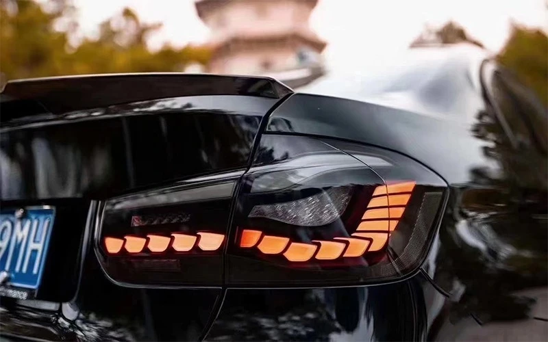 LED Tail Lights for BMW 3 Series F30 F35 2013-2018, M4 Style Dragon Scale Design, Rear Lamp Assembly
