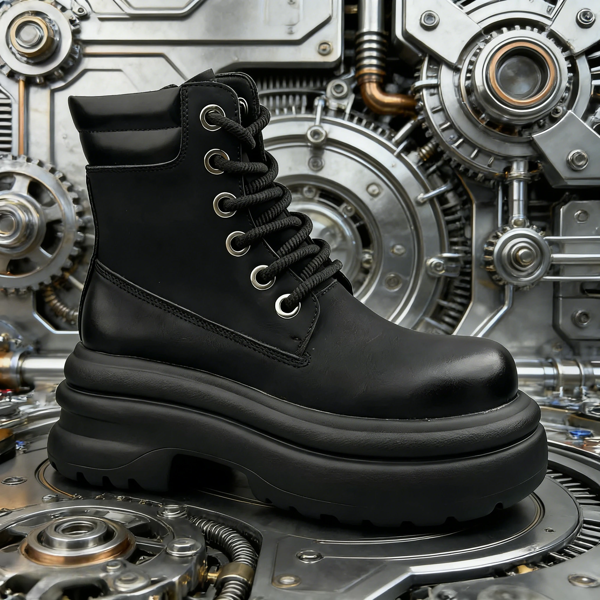 

Thick Bottom Shoes Men Boots Autumn Winter Waterproof Platform Men High Top Sneakers Fashion Lace Up Men Short Tooling Boots