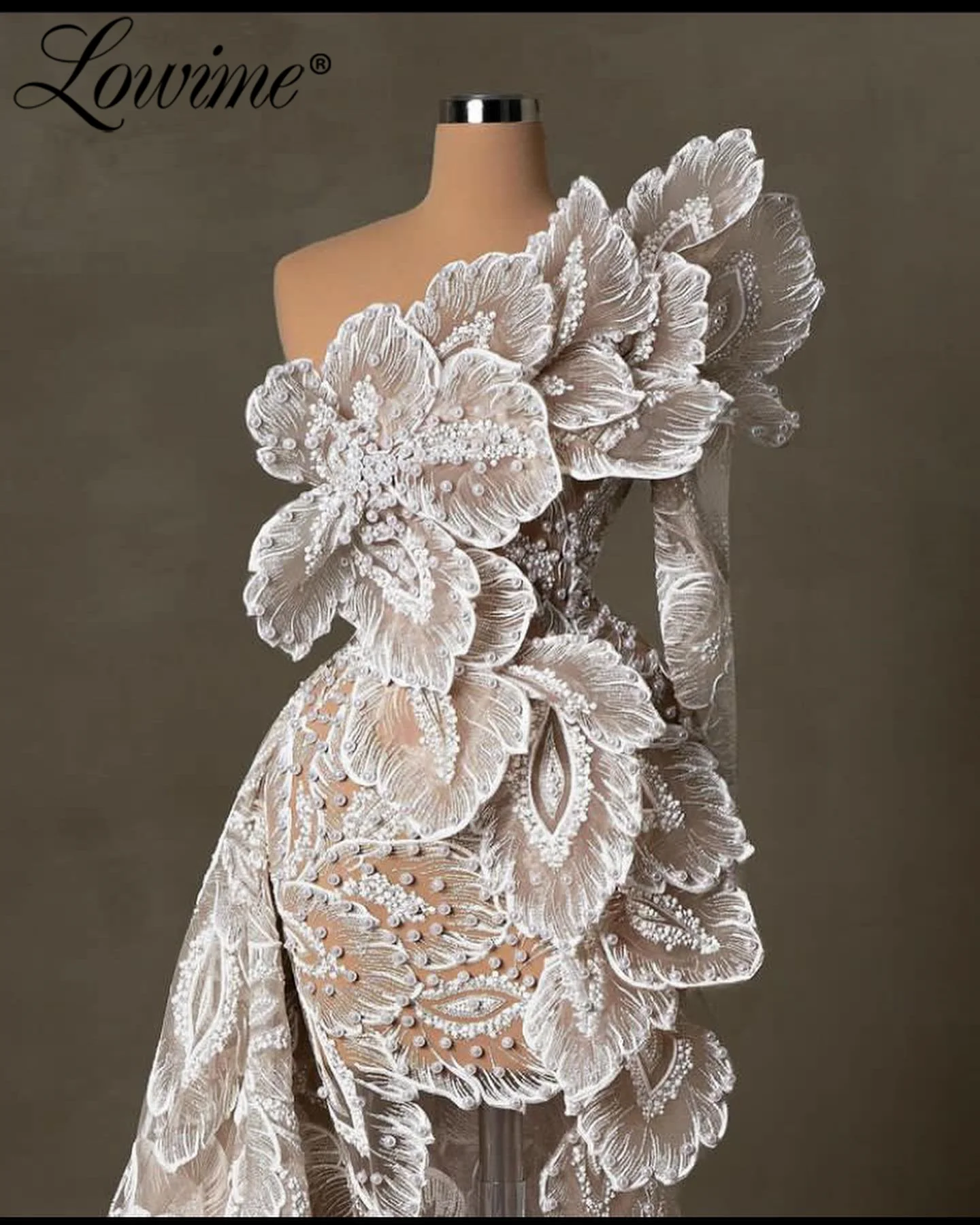 

Элегантные кружевные платья для выпускного вечера на одно плечо с цветочным принтом и верхней юбкой, жемчугом и бисером, арабские вечерние платья, халаты на заказ, De Soirée