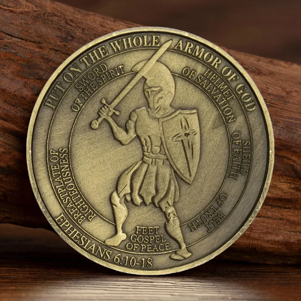 Put on The Whole Armor of God Ephesians Commemorative Coin Peaceful Warrior Bronze Plated Souvenir Coins
