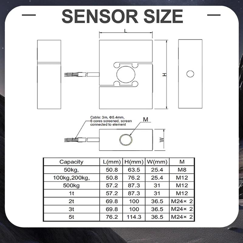 نطاق RSCCC3 S-Type Load Cell 50KG-5T مثالي لموازين الرافعة وموازين القادوس والموازين الإلكترونية وأنظمة الوزن المخصصة