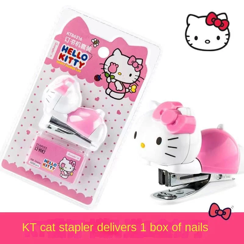 New Sanrio Hello Kitty Creative Cute Kawaii Cartoon Anime Student Mini Small Office Stapler Cute Anime Peripherals Holiday Gift