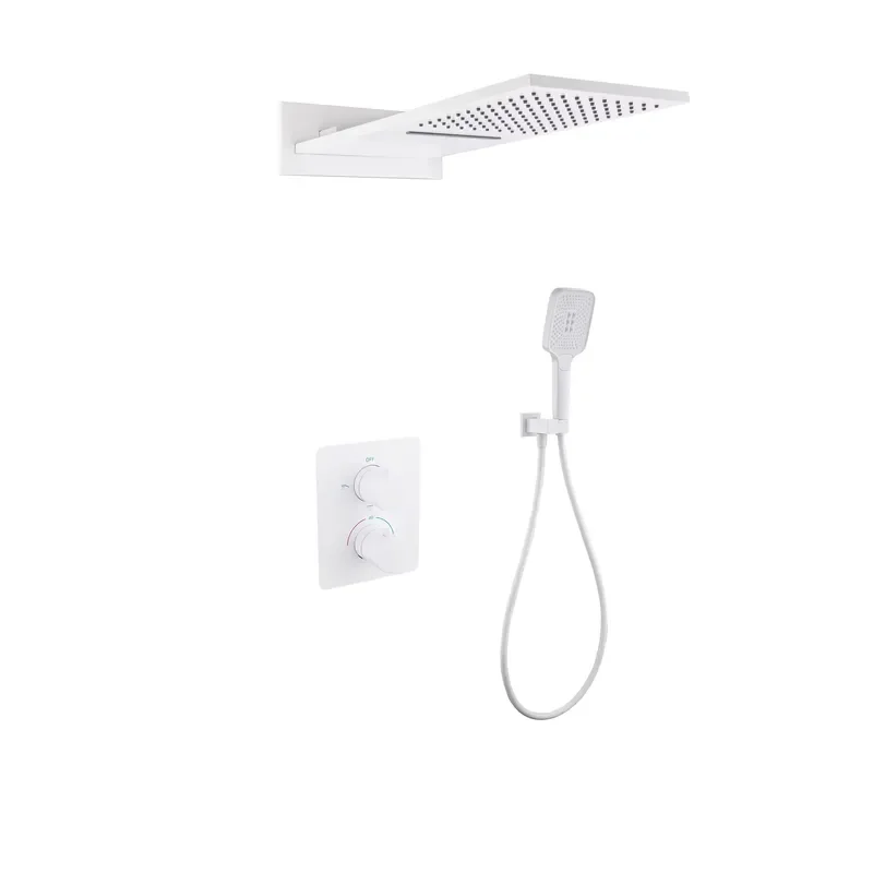 Wall Mounted Concealed Thermostatic Rain Mixer Shower Set Shower Head Chrome for Hotel Bathroom Brass