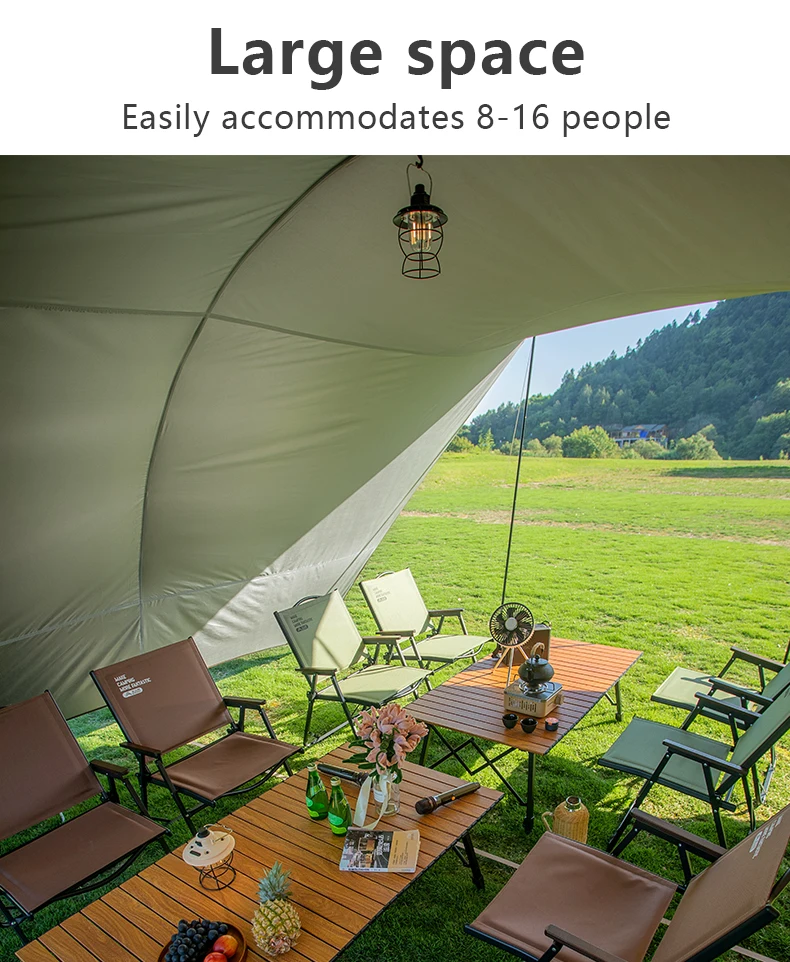 BISINNA Outdoor-Camping-Unterstand, tragbar, großes, silberbeschichtetes Vordach, Sonnenschutz, wasserdichtes Tunnelvordach für Reisen, Strand, Garten – Detail 5