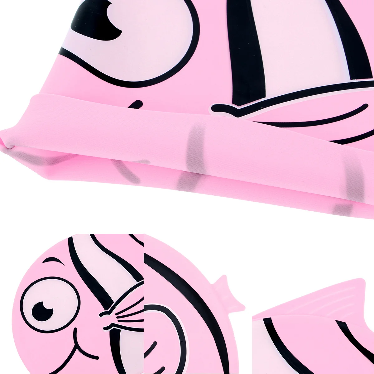 シリコーンスイムキャップ漫画の魚のパターンソフト軽量水泳帽子 3-11 歳用髪を保護疲労を軽減