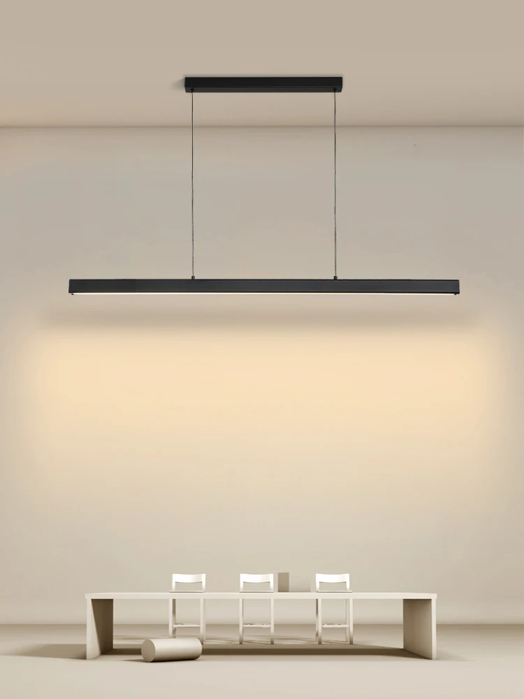 

Modern Linear Pendant lamp Dining Droplight White Black Long Hanging Lamp for Dine Room lustre LED Strip Fixture Kitchen Lights