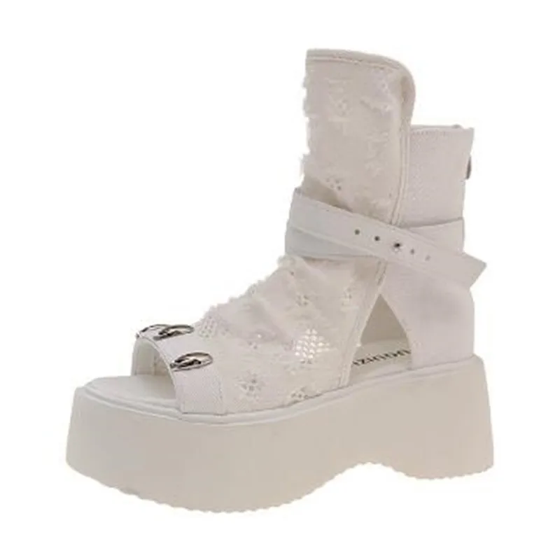 كعوب عالية على الموضة المرأة الصنادل منصة أحذية مصممين النساء 2025 الاتجاه الجديد الصيف سحابات مضخات فستان Sandalias De Mujer