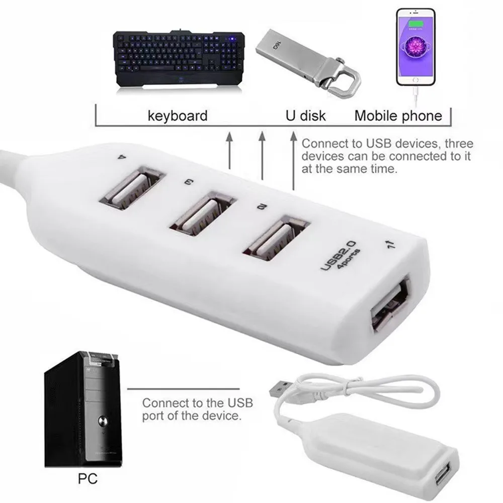 Wysoka prędkość Hub uniwersalny USB Hub 4 Port USB 2.0 Hub z kablem Mini Hub gniazdo wzór kabel splittera Adapter do laptopa PC