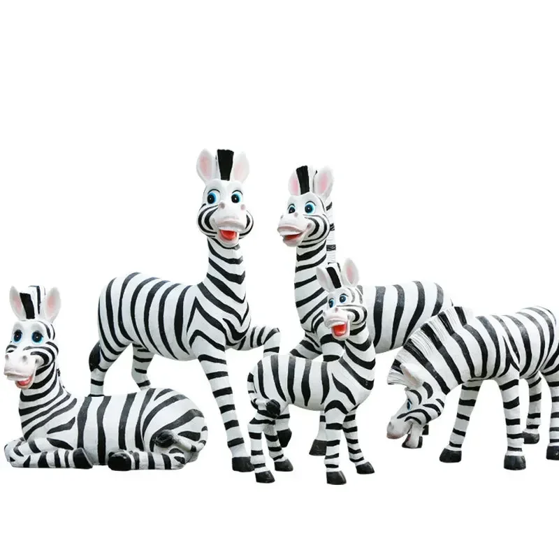 Cartoon zebra sculpture ornament outdoor park square garden landscape kindergarten animal fiberglass garden courtyard