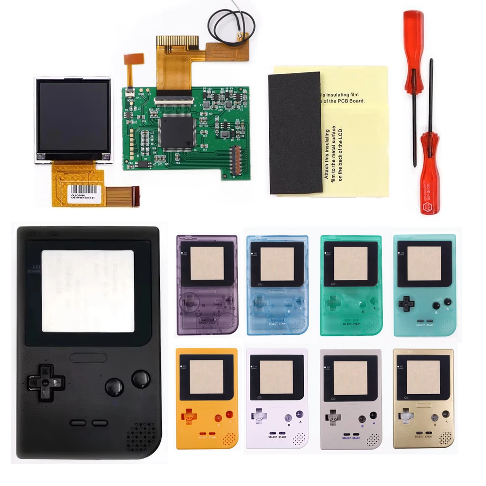 GBP-Hintergrundbeleuchtungs-LCD-IPS-Bildschirm, 5-stufiges Helligkeitsmod für GameBoy Pocket mit Gehäuseschale