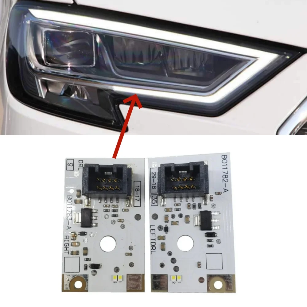 DRL Inner Daytime Running Light Board, farol de LED para Audi A3, S3, RS3, B011782-A, B011783-A, B011783A, B011782A, 2017, 2018, novo