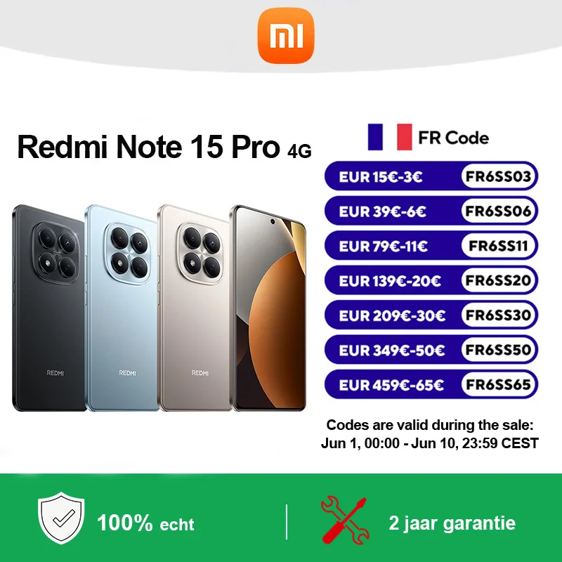 Smartphone Xiaomi Redmi Note 15 Pro 4G Version Globale MediaTek Helio G200-UItra Batterie 6500mAh Appareil Photo 200MP Clarté Ultime