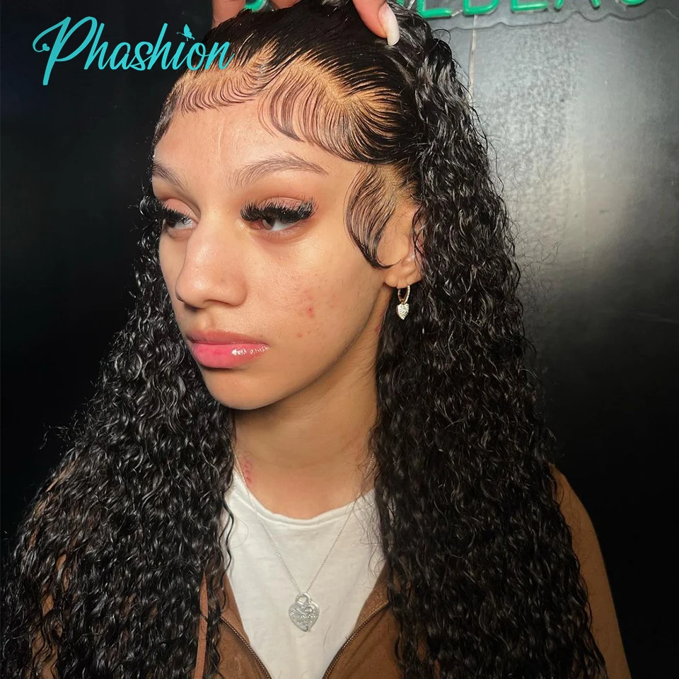 Phashion 28 30 Zoll 13x6 Lace Frontal Loose Water Curly Deep Preplucked Swiss Transparent Long Full Front Only 100 % Echthaar – Detail 11