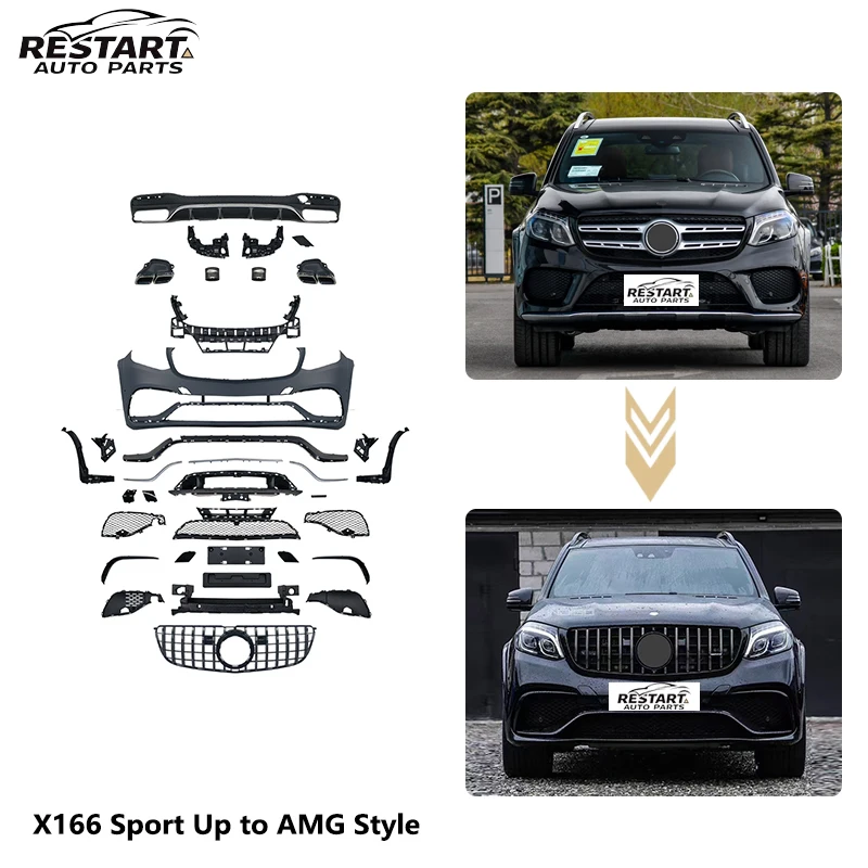 

Restart Full Bolt-on Body Kit for Mercedes Benz GLS-Class X166 Up to GLS63 AMG Include Front Rear Bumper Assembly Grille