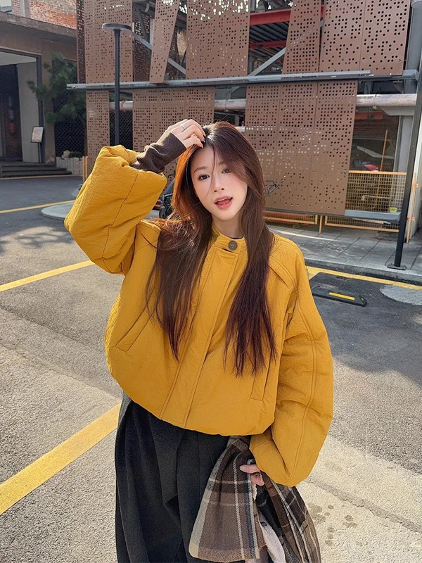 

Faionable round Ne Loose Warm Cotton Jaet Women's Winter New Sle Korean Retro Thi Outerwear Trendy Ins