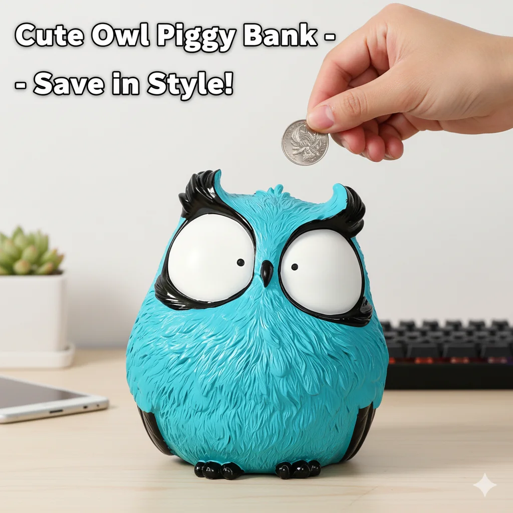 Creative owl piggy bank resin handicraft decorations for living room, office, desktop decoration, corporate gifts