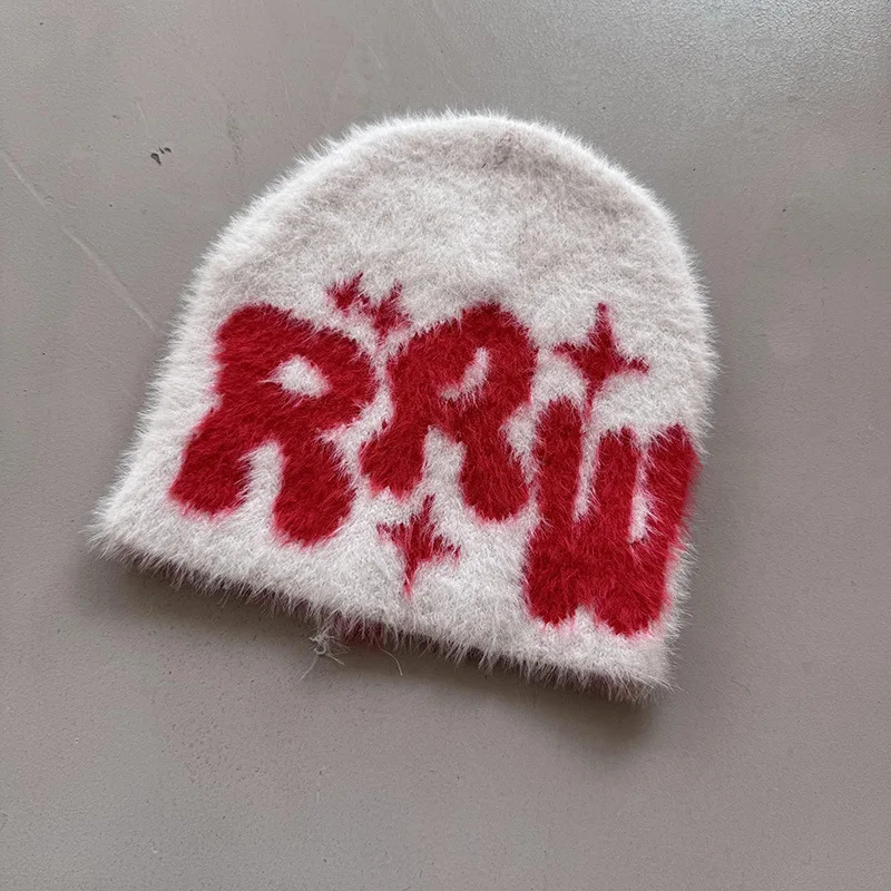 Neue Ins Beliebte Unisex Herbst Lustige Hut Nerz Pelz Winter frauen Kappe Mit Brief Beanies Hut Männer Warme Weiche Skullies bonnets Geschenk – Detail 16